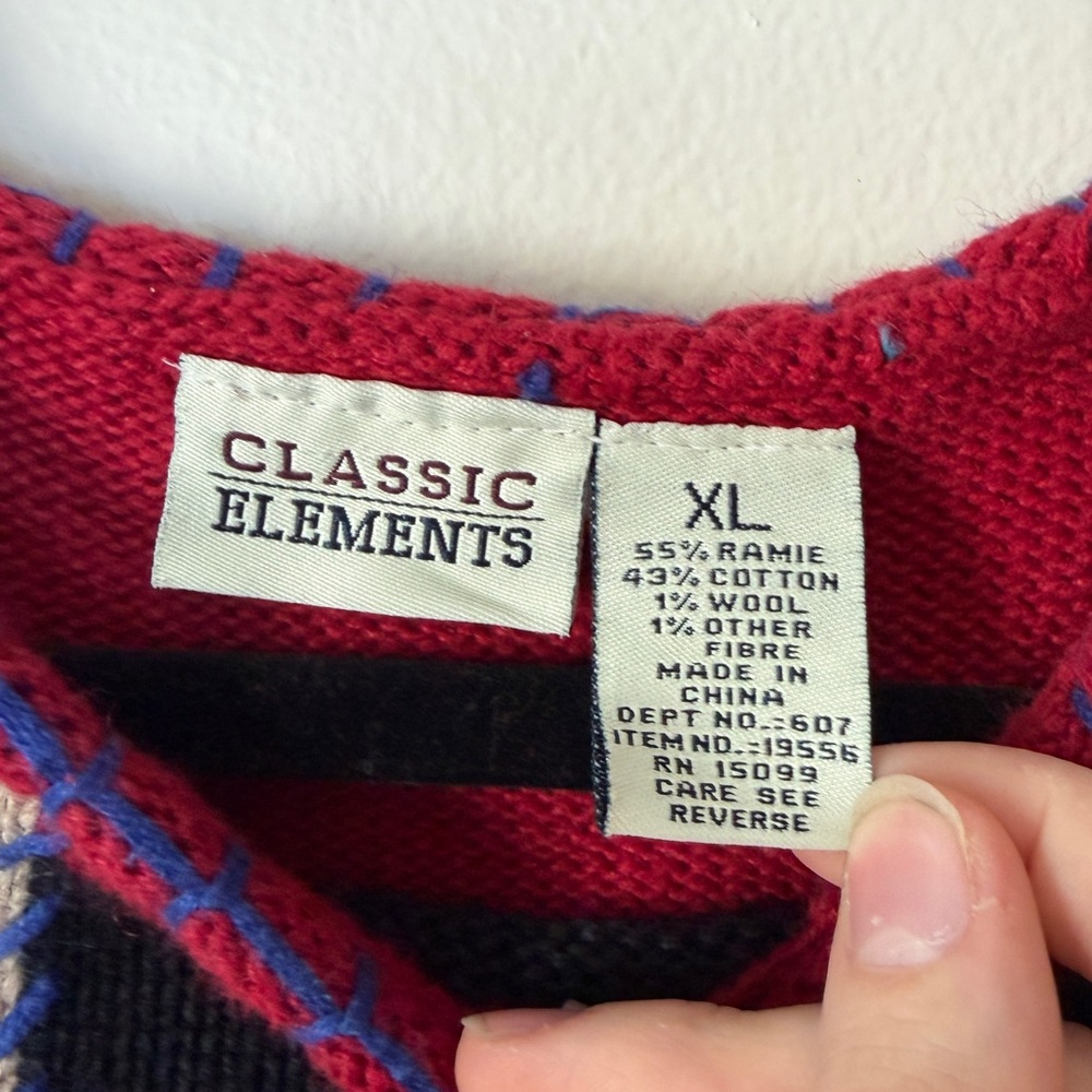 vintage novelty winter scene patchwork sweater Cl… - image 4